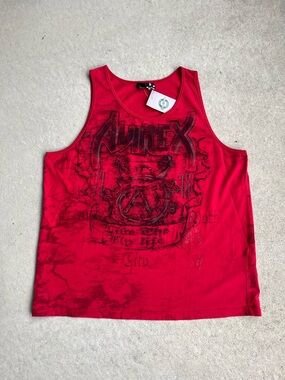 Y2K Avirex Bright Red Graphic Tank Top for Men